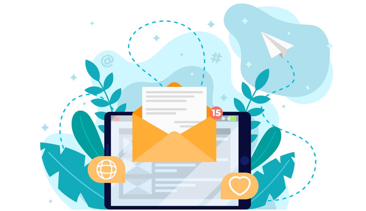 Email notification on a tablet, symbolizing contact or communication